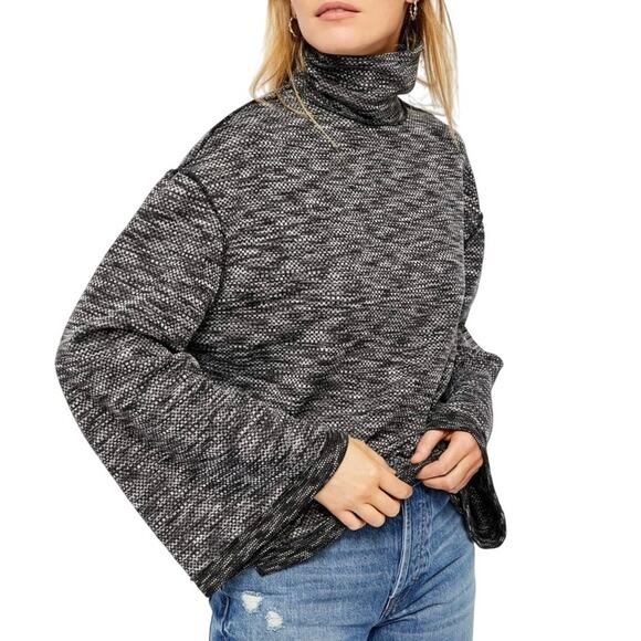 We the Free People Sunny Days Turtleneck Knit Sweater Gray Black Size XS - Picture 1 of 10
